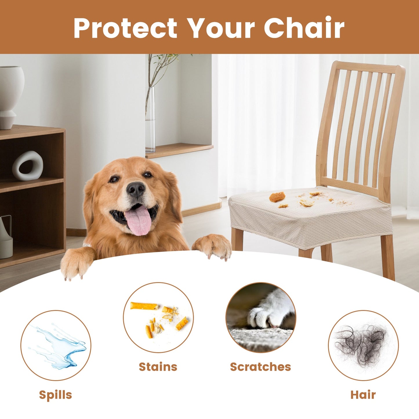 Waterproof Dining Chair Slipcovers - Stretch Jacquard Covers