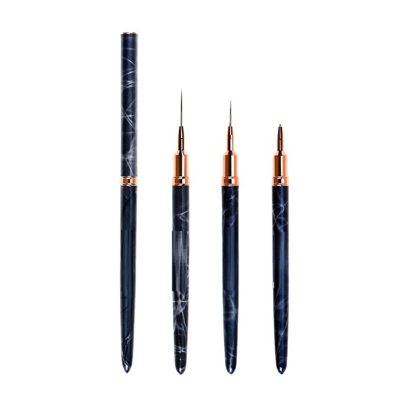 Black Marbled Nail Art Brush Pen - Multiple Sizes