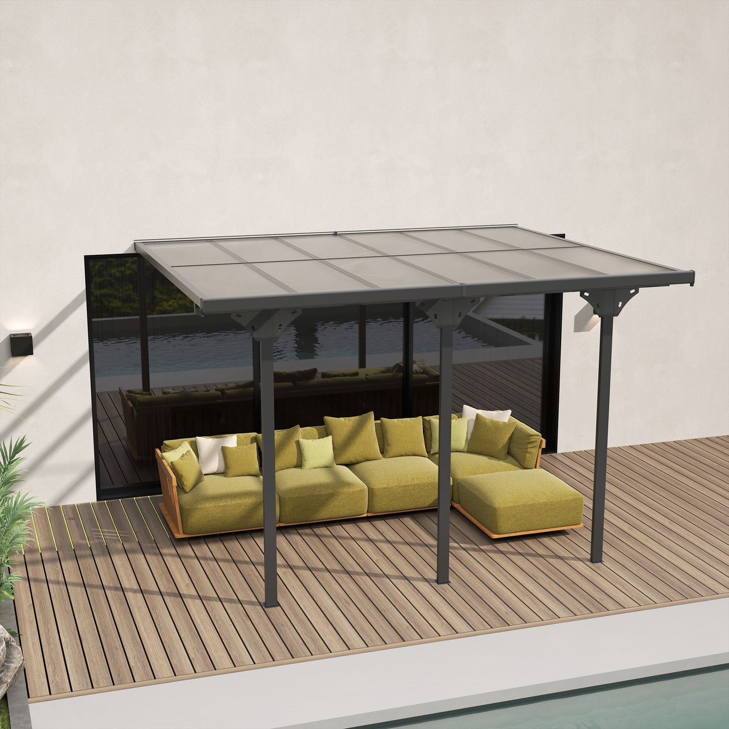 Aluminum Hardtop Gazebo with UV-Blocking Polycarbonate Roof - Gray
