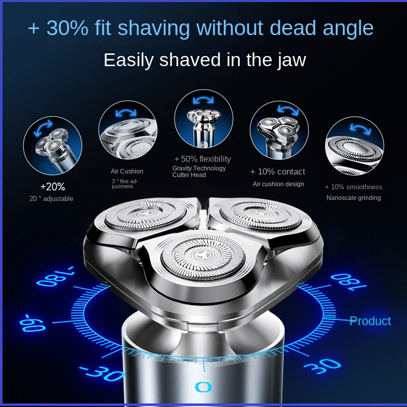 Portable Triple-Head Electric Shaver - Waterproof Wet & Dry Men's Razor