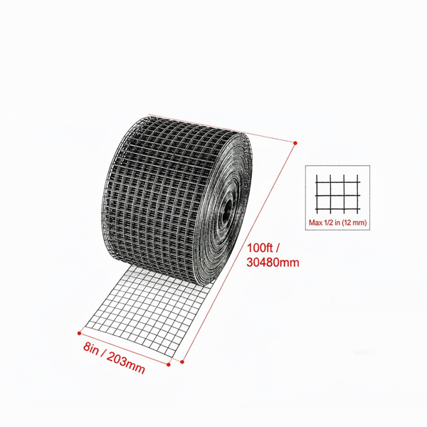 8 Inch x 100 Ft Solar Panel Bird Guard Mesh Kit Rust-Proof PVC Coated Critter Barrier with Aluminum Fasteners