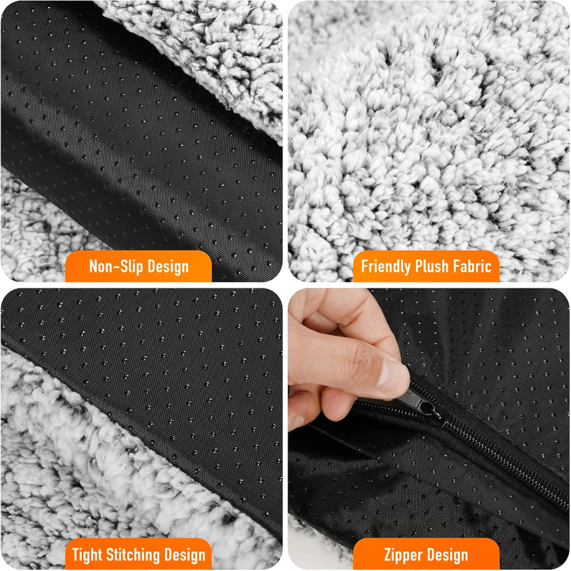 Self Warming Cat Bed with Removable Fleece Cover - Grey