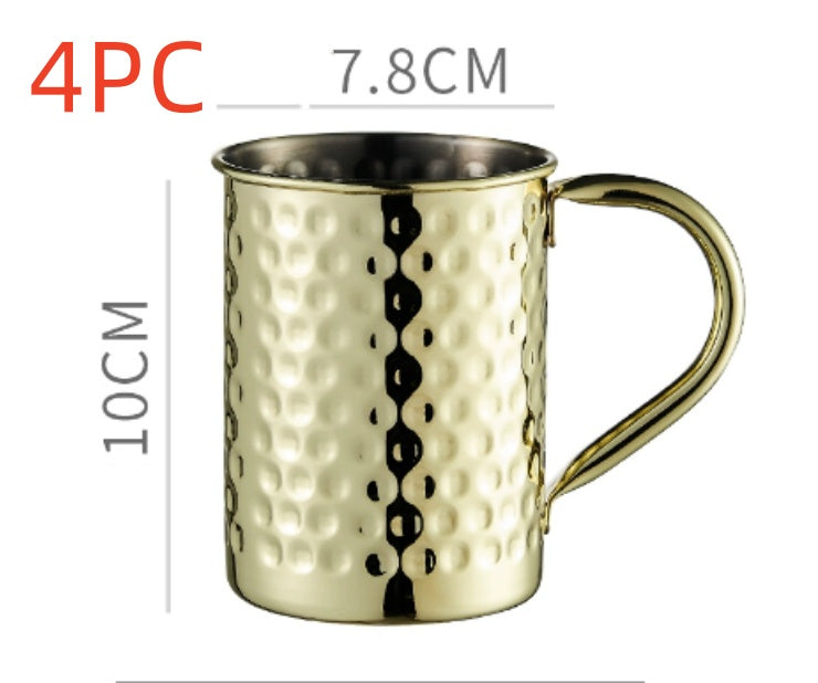 Stainless Steel Moscow Mule Cup Set - Copper Plated Drinkware for Bar & Home