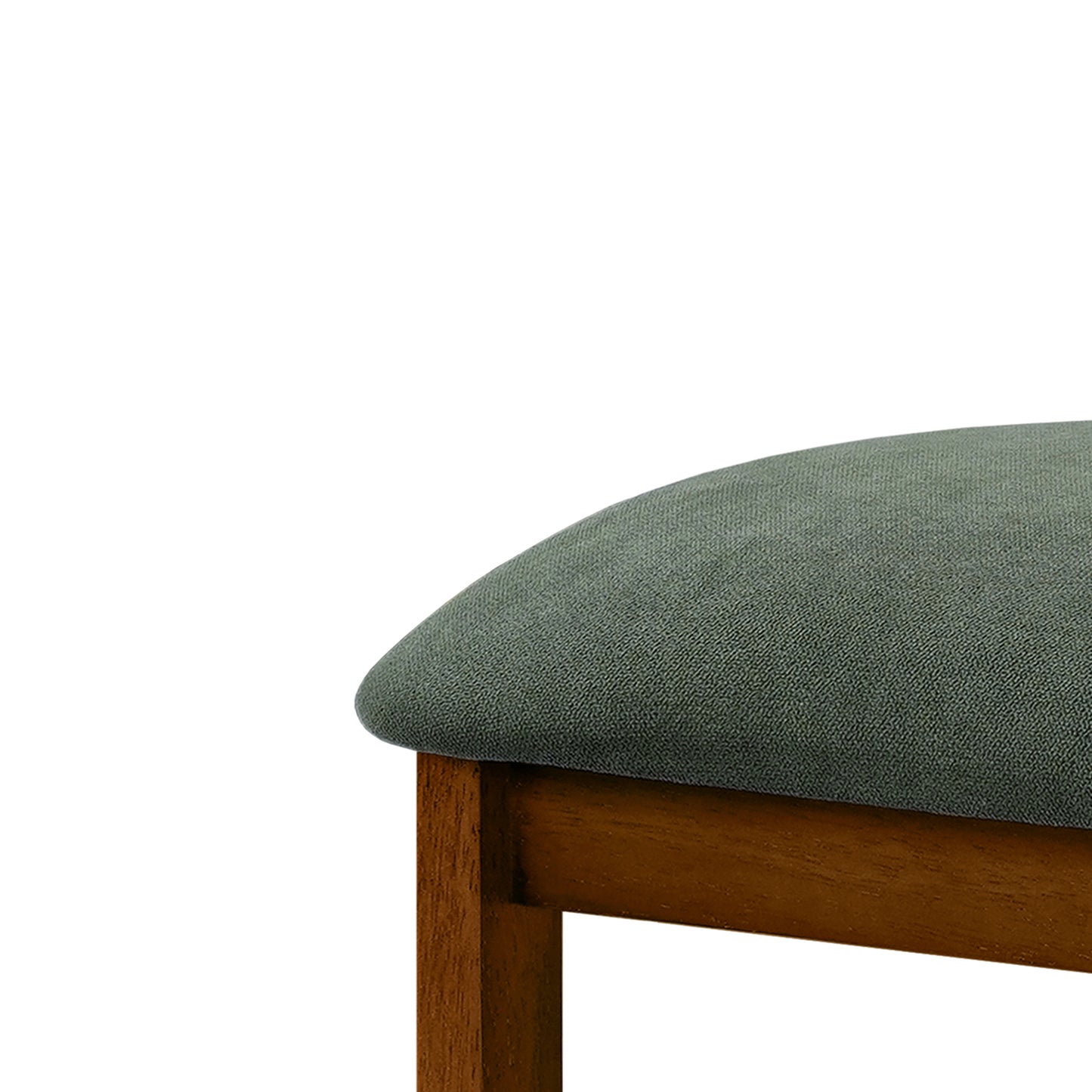 Mid-Century Rubber Wood Upholstered Counter Stools - Set of 2, Green