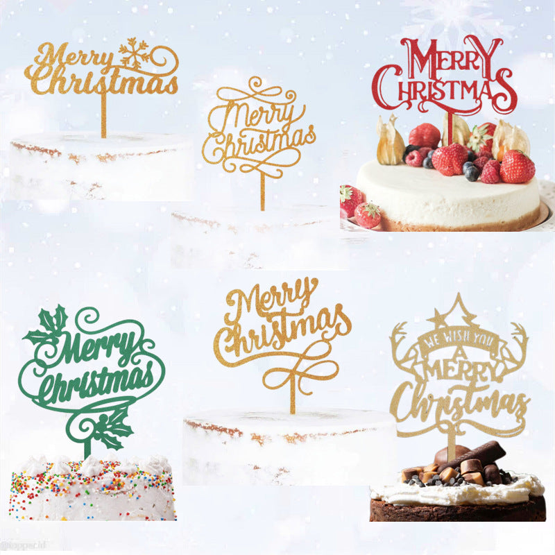 Decorative Acrylic Cake Card Plug-in Set for Holiday Cakes - Multiple Styles & Quantities