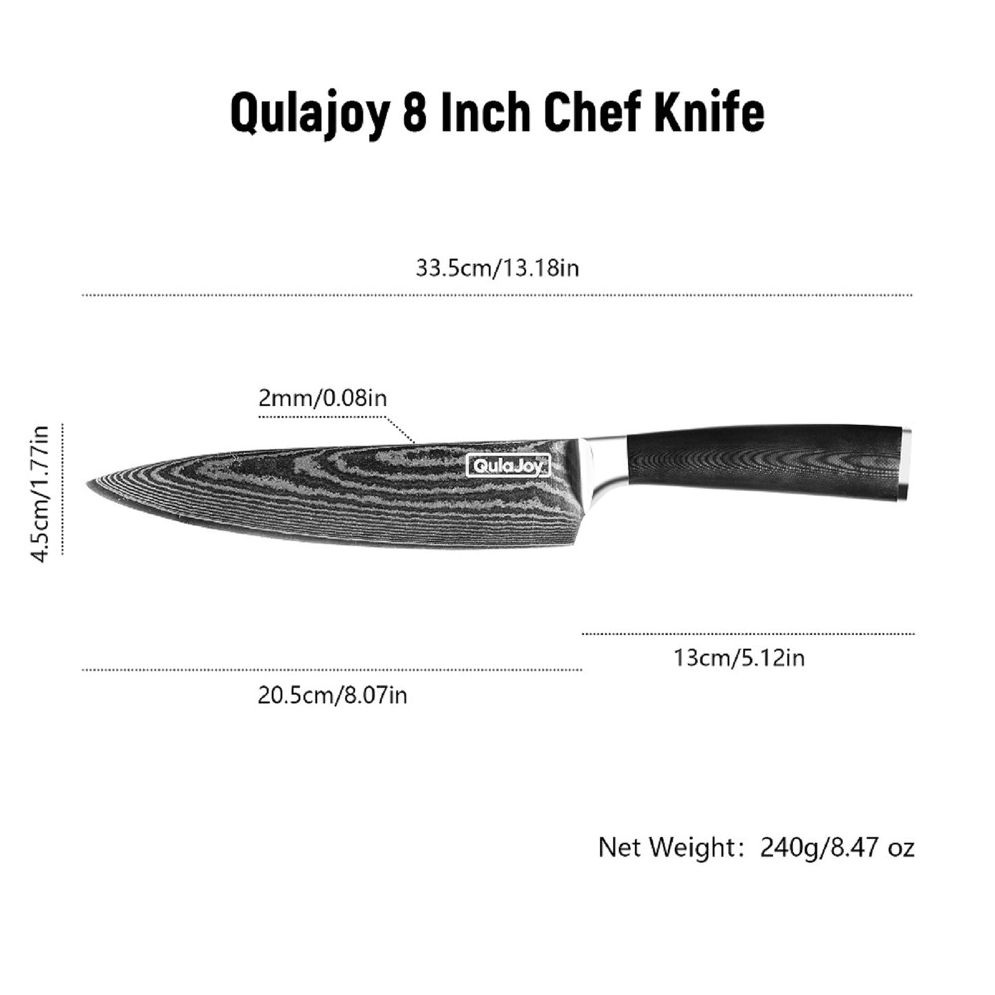 8-Inch Chef Knife - Ultra Sharp Japanese Damascus VG-10 Blade