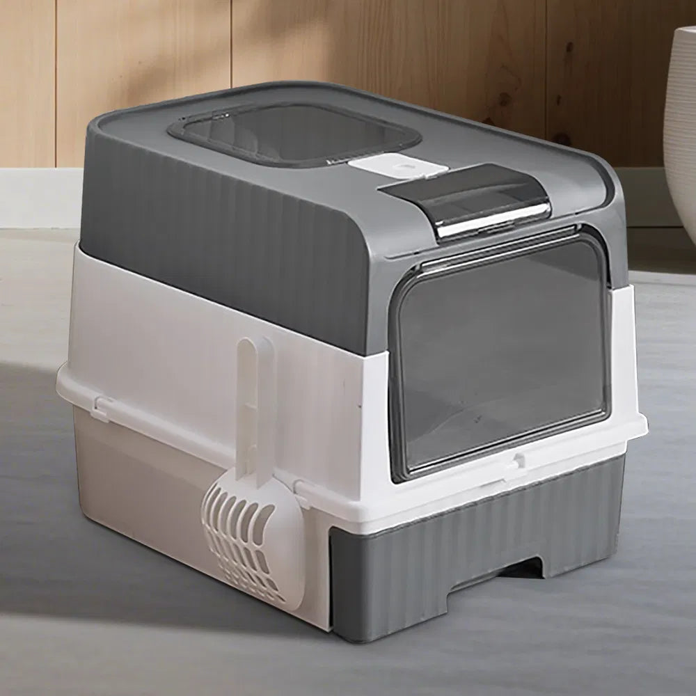 Enclosed Cat Litter Box with Top & Front Entry, Pull-Out Drawer, Odor Control, Large Size
