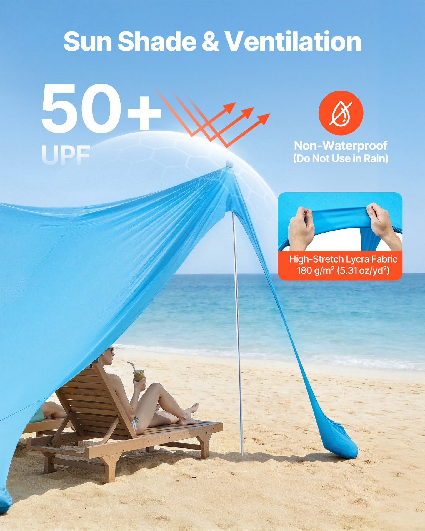 Beach Tent Sun Shelter with UPF50+ Protection, 11x11 ft Pop-Up Canopy, Sandbags & Poles