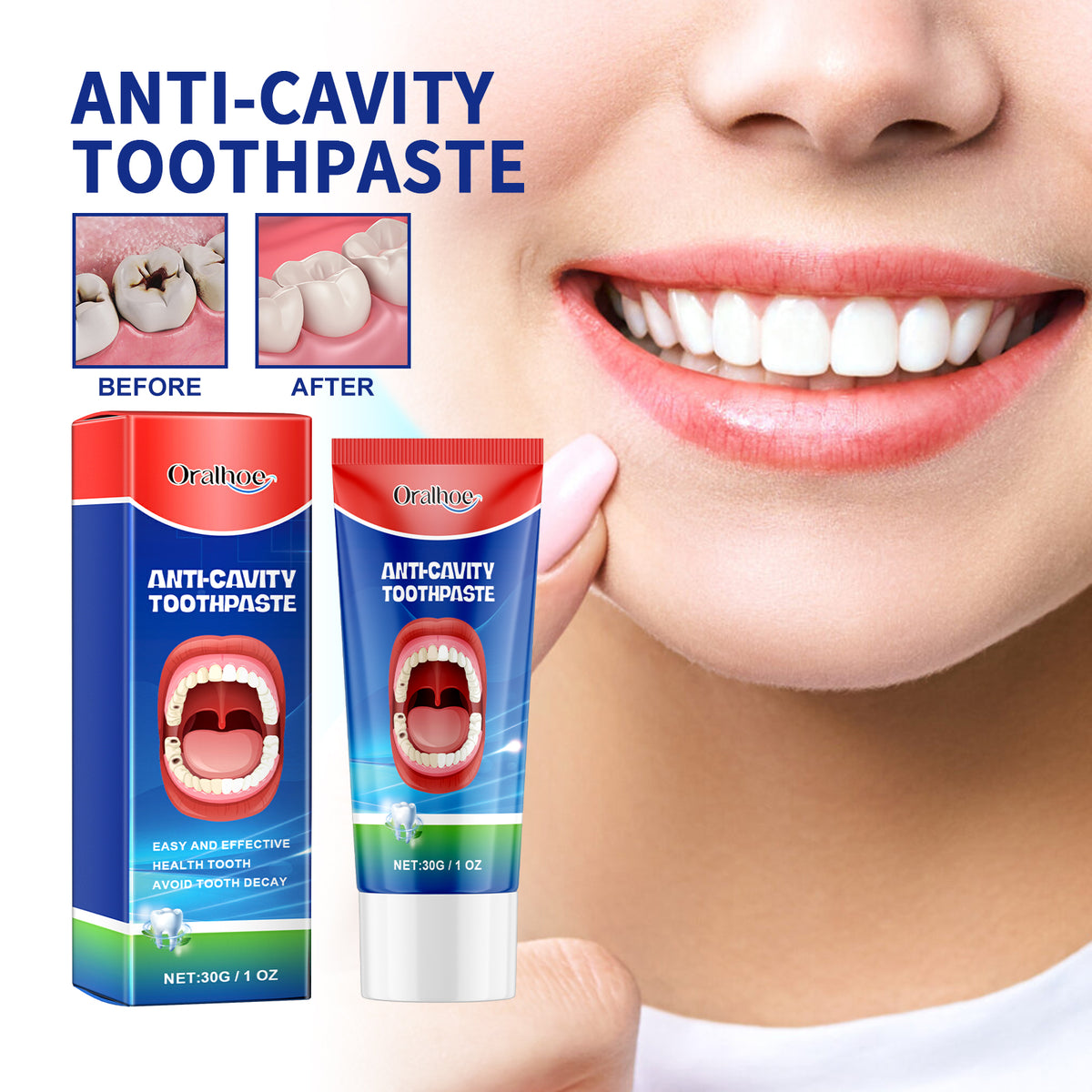 Anti Cavity Toothpaste 30g - Whitens, Repairs & Freshens Breath