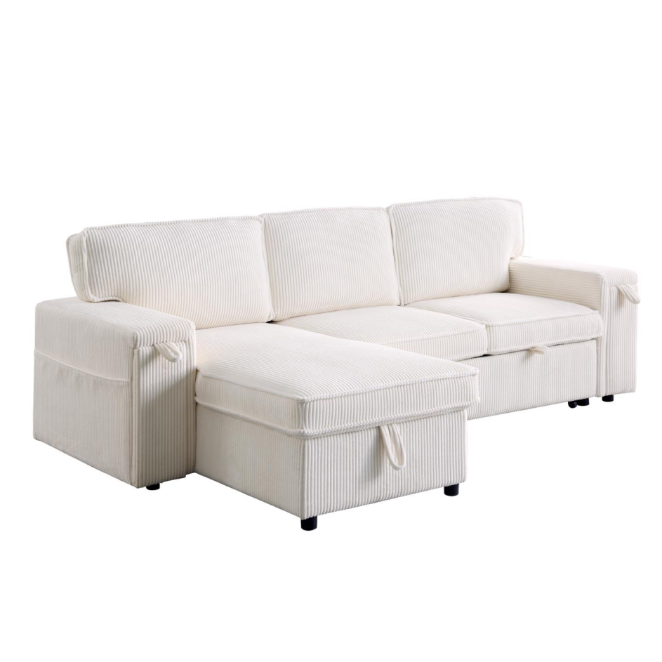 Upholstery Sleeper Sectional Sofa with Storage - Beige