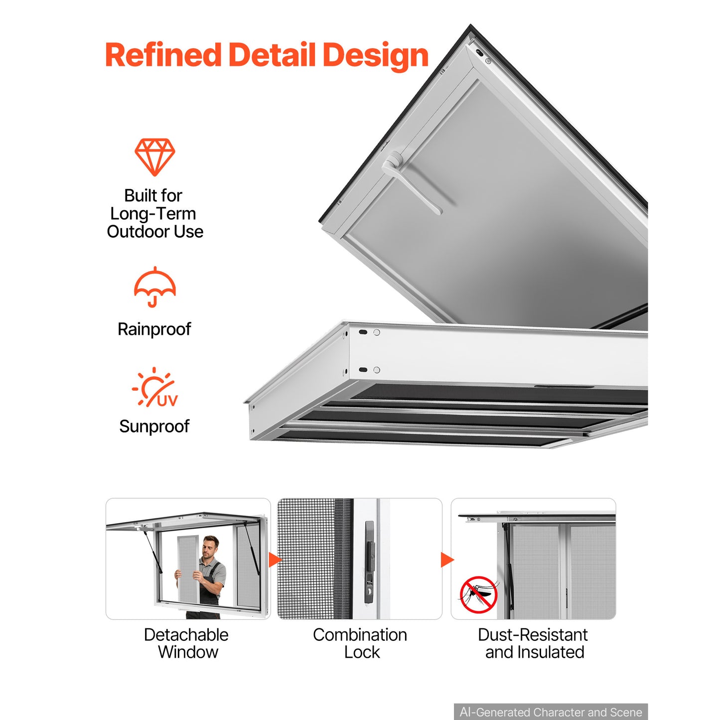 Aluminum Concession Window 60x36 for Food Truck Service with Sliding Screens Rainproof