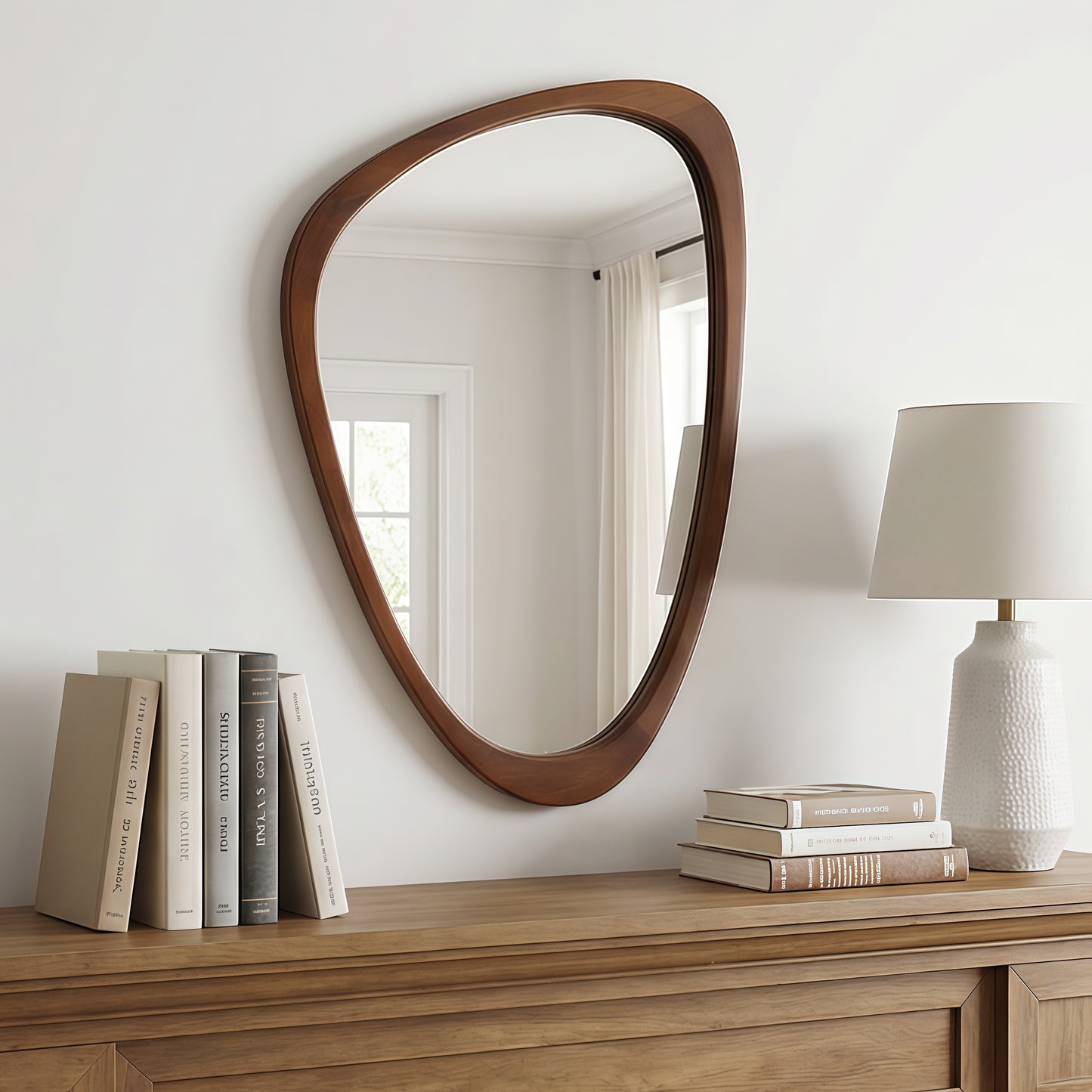 20x30 Irregular Solid Wood Frame Decorative Mirror - Black Walnut