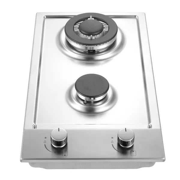 12-Inch Gas Cooktop with Stainless Steel Surface, Convertible NG/LPG