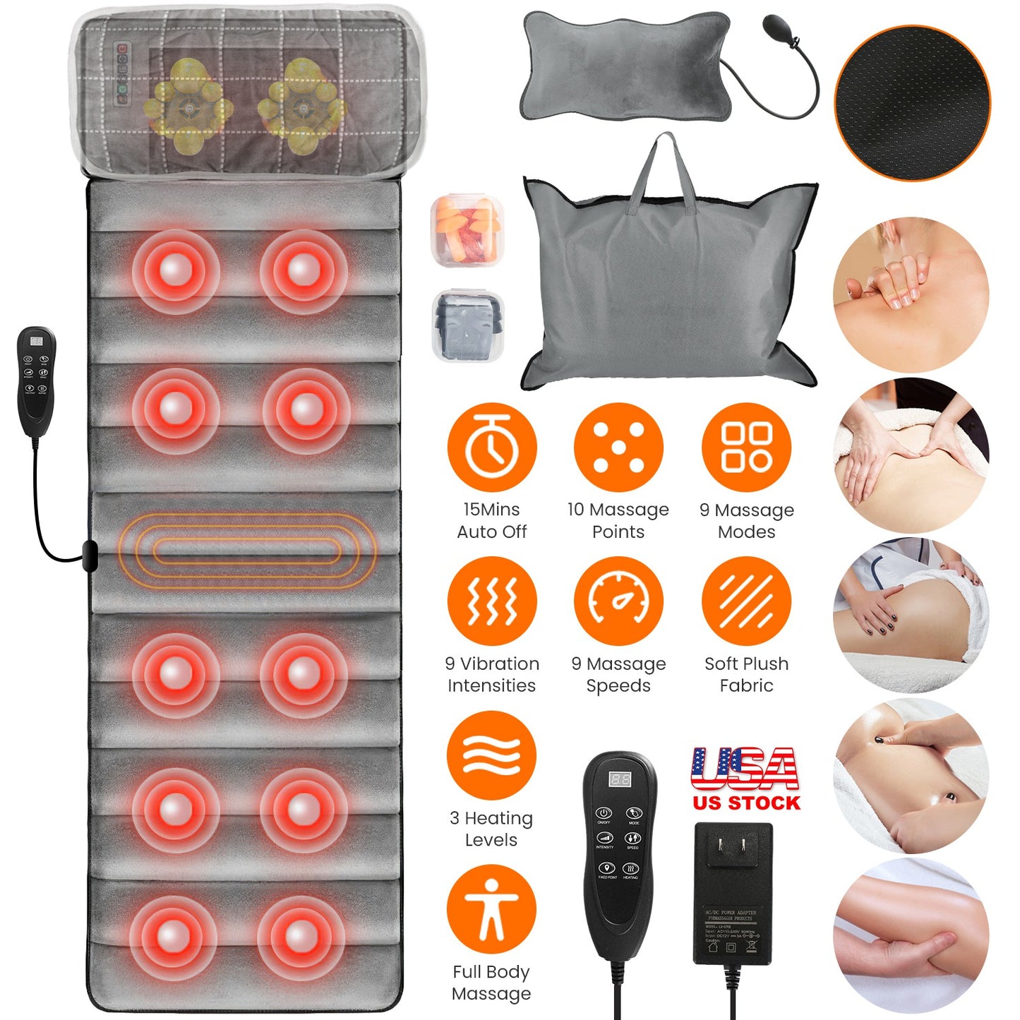 Full Body Electric Massage Mat with Heat & Vibration - Advanced