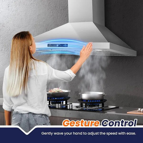 30 Inch Wall Mount Range Hood with 700 CFM Stainless Steel Kitchen Vent Ducted & Ductless Option