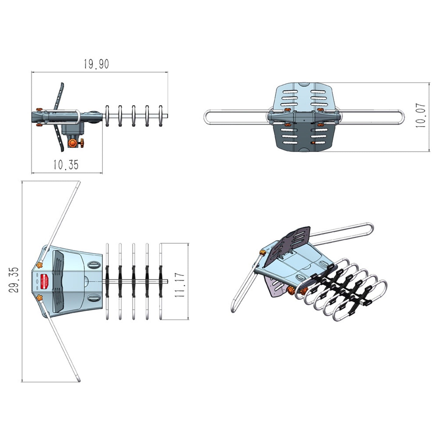 Outdoor Antenna 360° Rotation No Bracket UV Dual-Band Signal Receiver