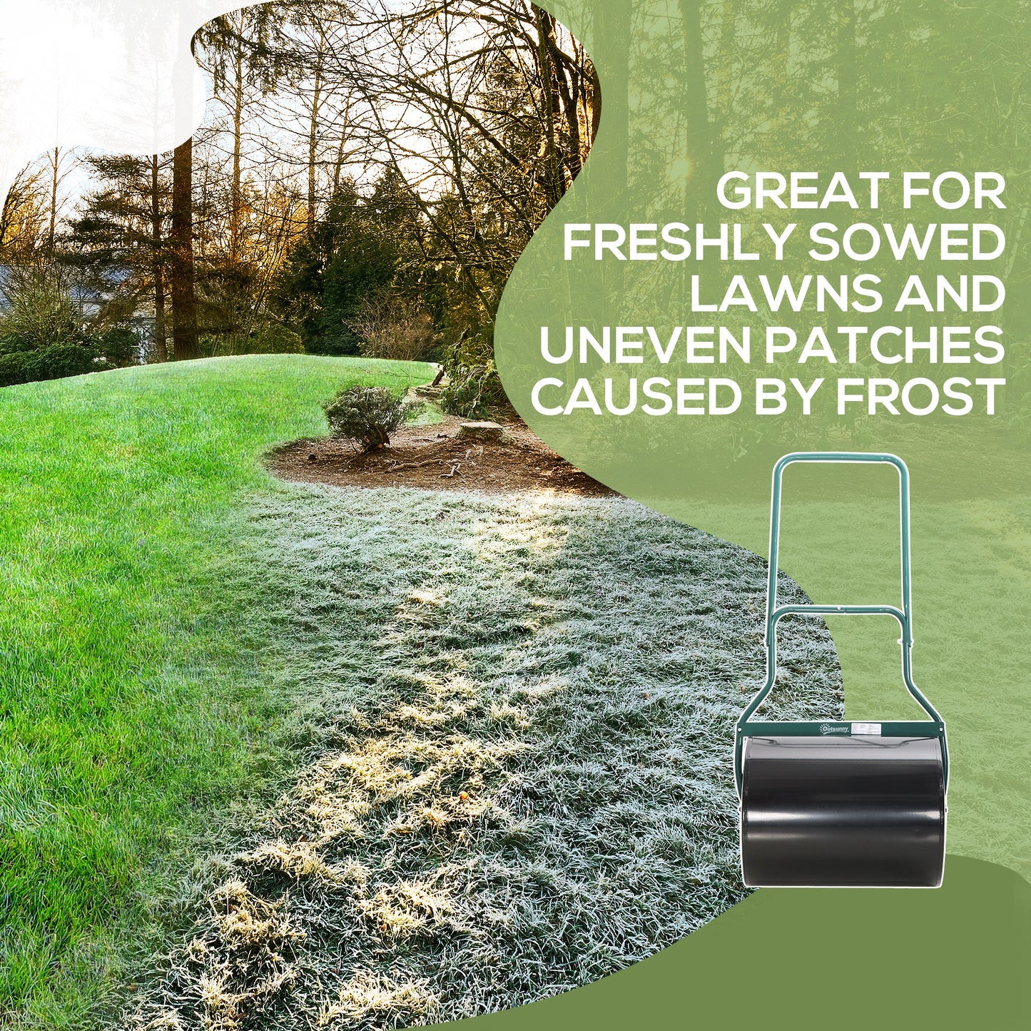 20-Inch Push Lawn Roller with 16 Gallon Water/Sand Fill for Flattening Sod