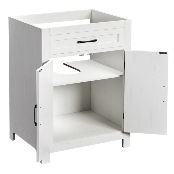 30-Inch Water-Washed White Double Barn Door Vanity Cabinet