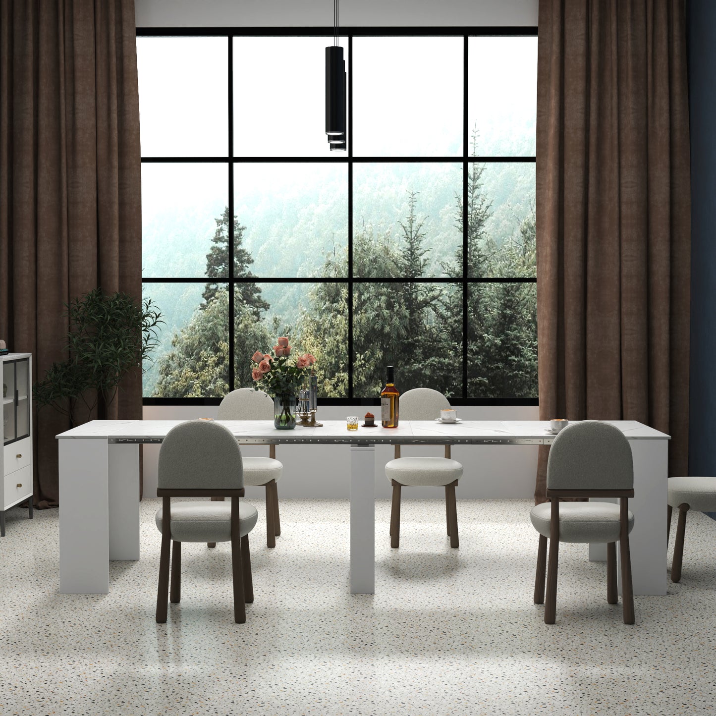 Extendable Console Table - White Line, Multifunctional Design