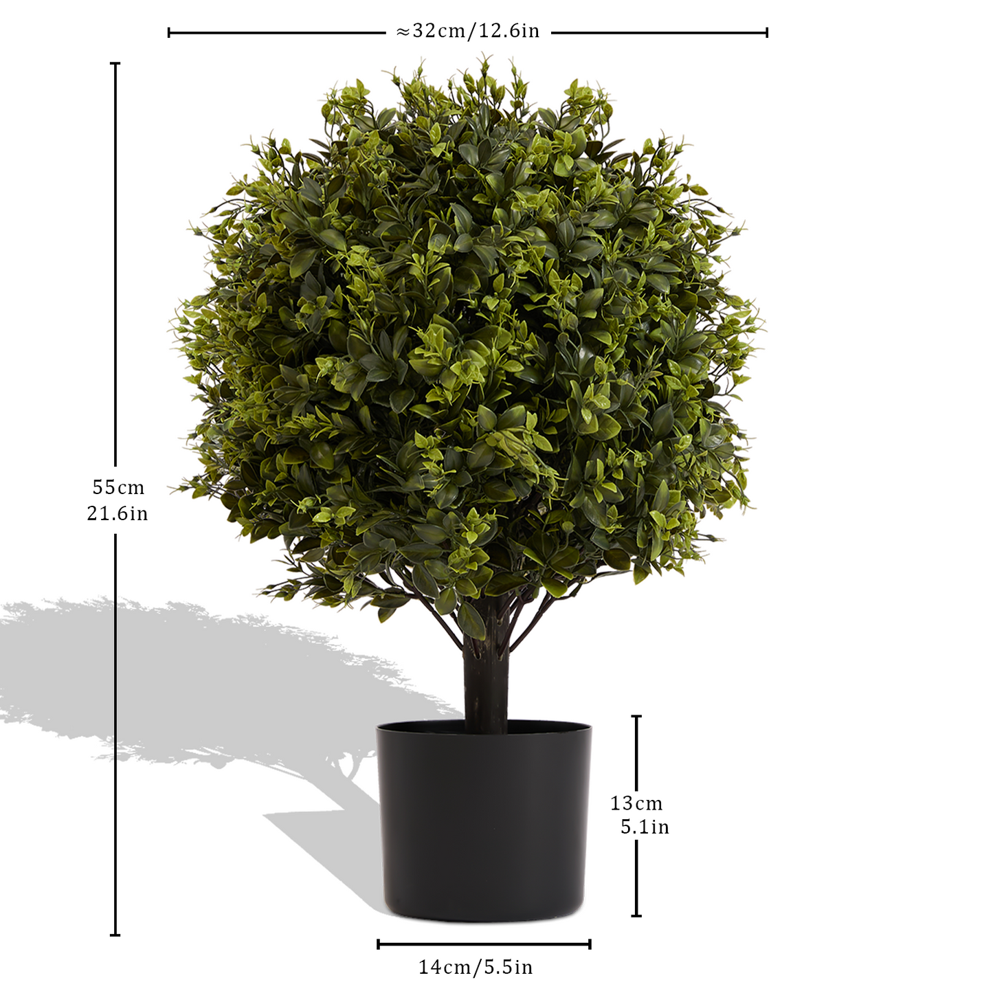 22in UV Protection Ball Topiary Tree - 2pcs Green Artificial Plants