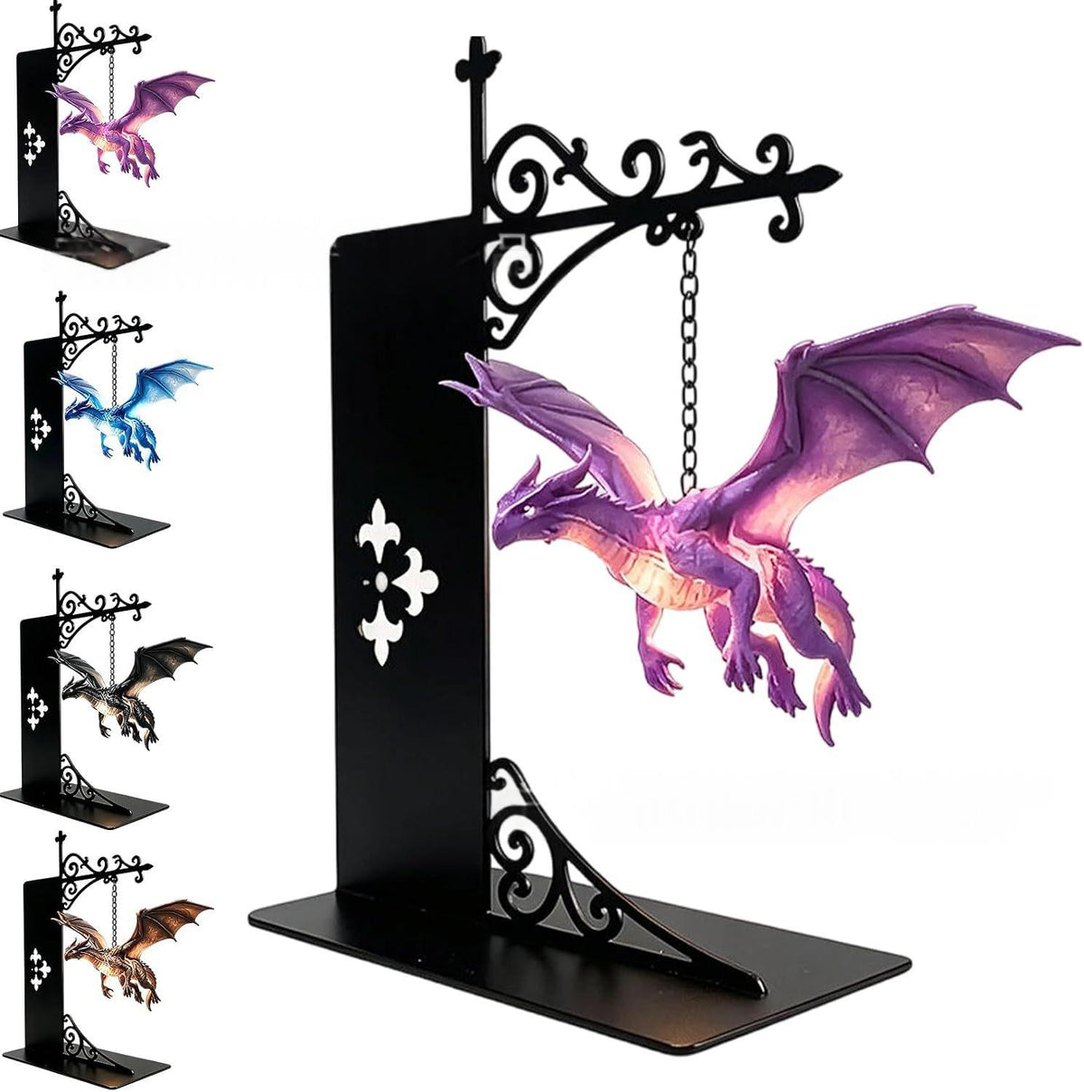 Floating Bookcase with Dragon Design - Decorative Wall Shelf Lamp for Home