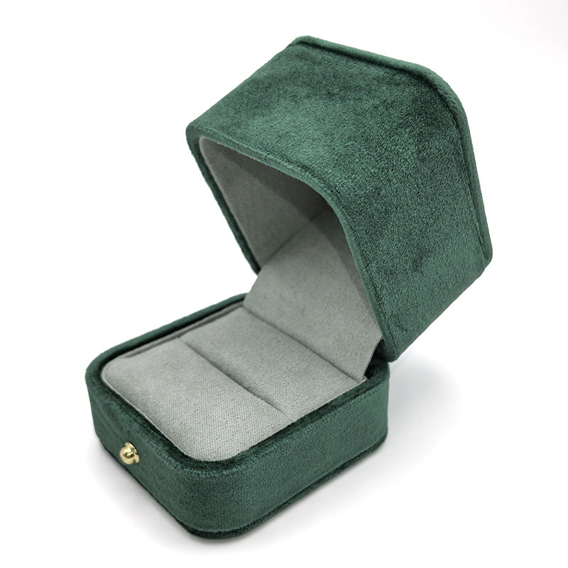 Velvet Ring Box with Gold Buckle - Rounded Jewelry Storage Organizer