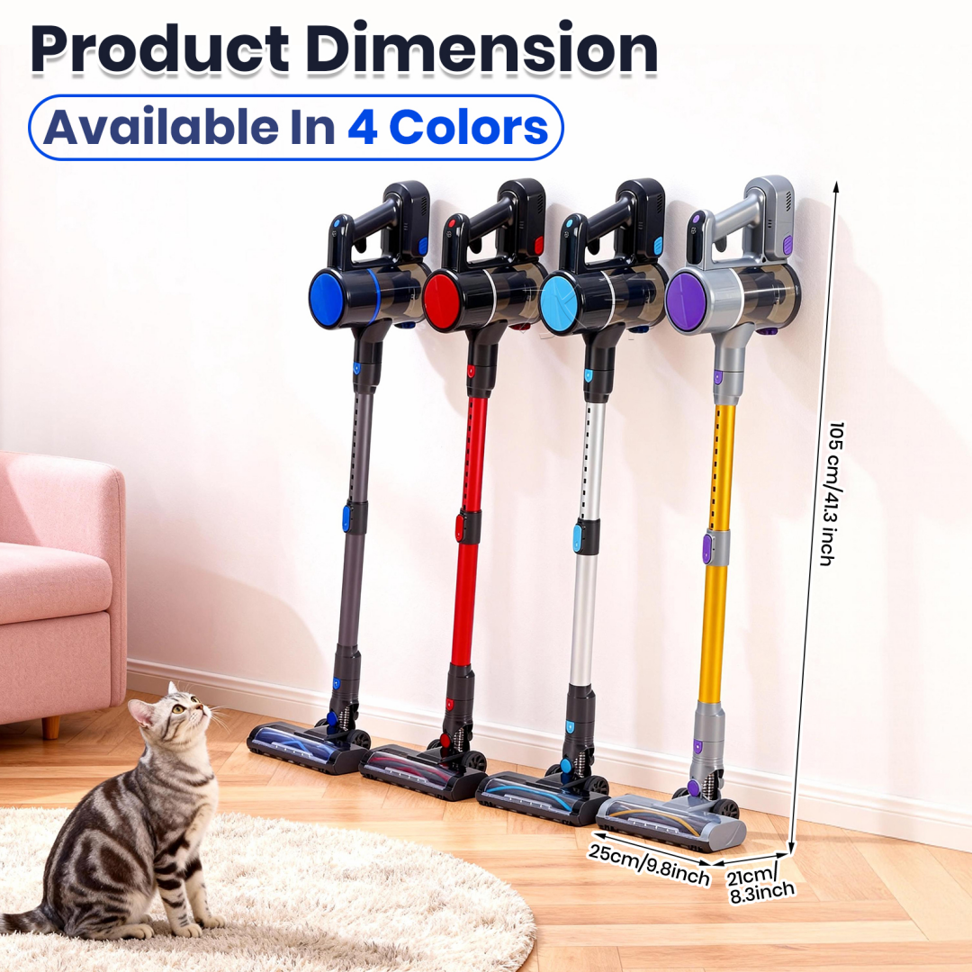 Cordless Stick Vacuum Cleaner with LED Light - Black & Blue