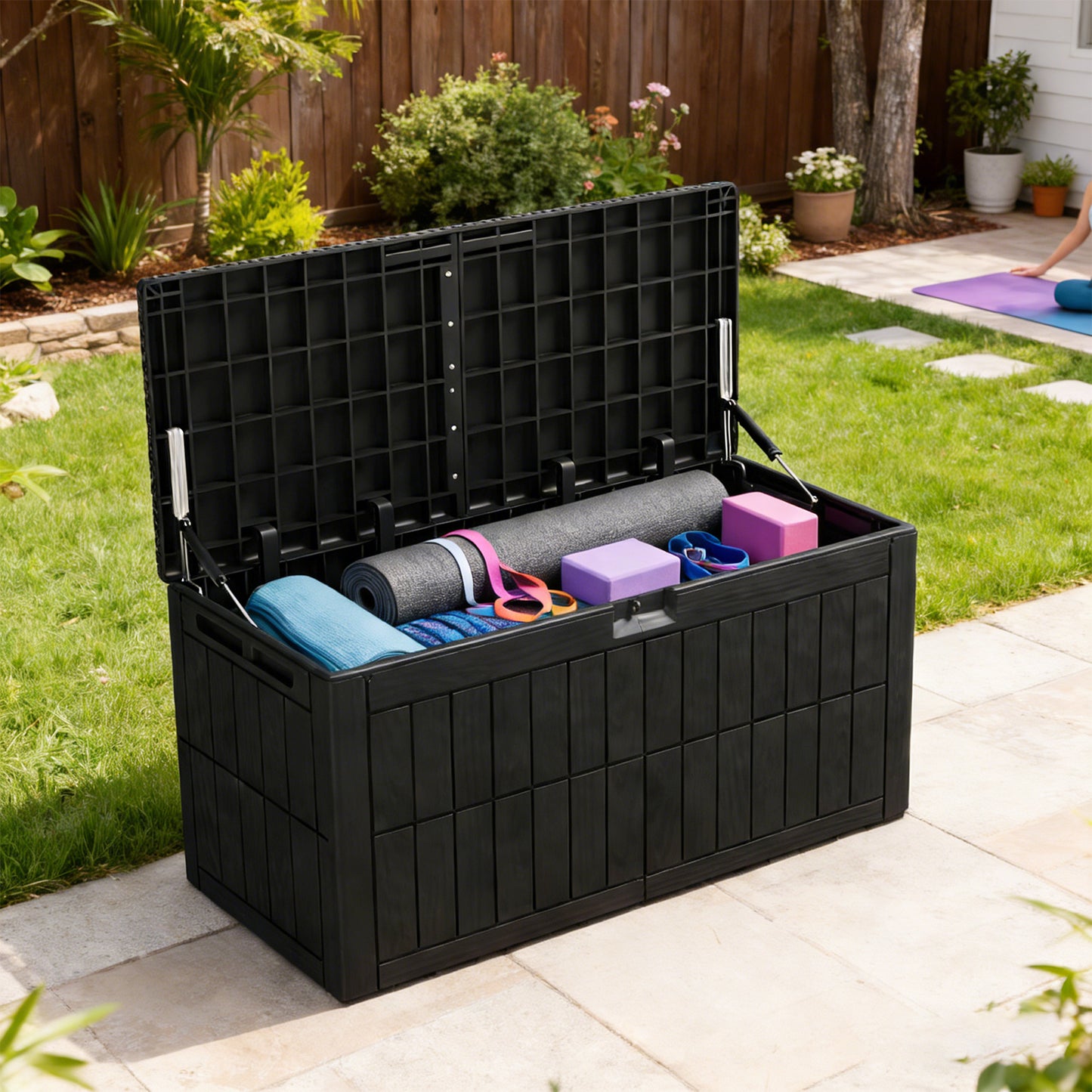 1 0 Gallon Outdoor Storage Box Water Proof Resin Deck Lockable Bin