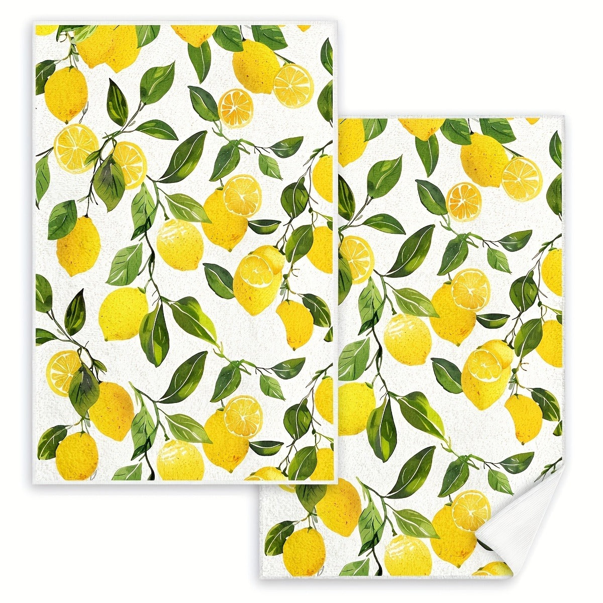 Green Lemon Dishwashing Scouring Pad Set - Microfiber Kitchen Cleaning Sponges