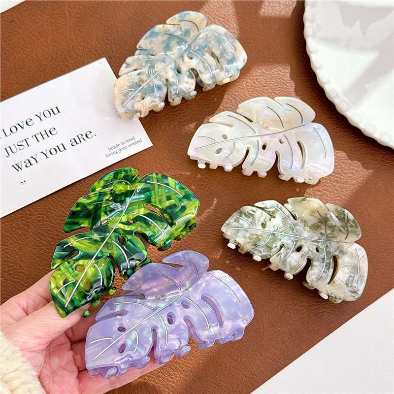 Colorful Acetate Leaf Barrettes - 9.3cm Hair Clips