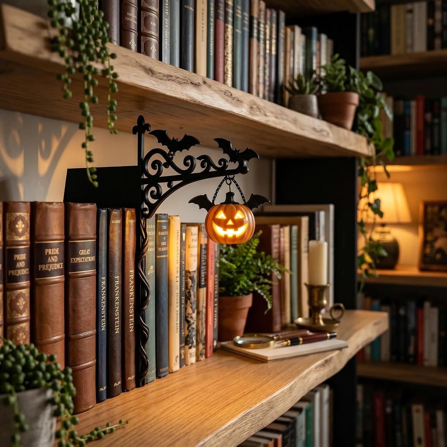 Library Bookshelf Lantern - Minimalist Metal Home Decor & Storage