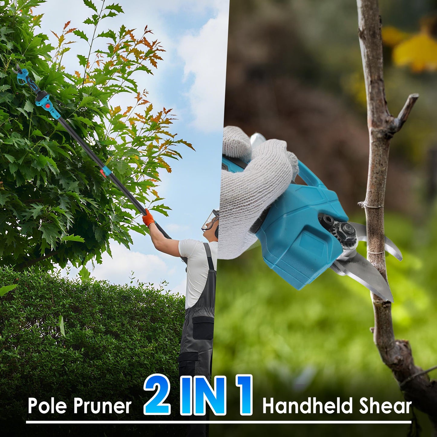 Cordless Electric Pruning Shear with Extension Pole 21V 4.0Ah Battery 13ft Reach