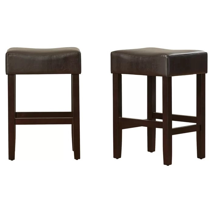 Set Of 2, 26.75 Backless Faux Leather Counter Height Barstool