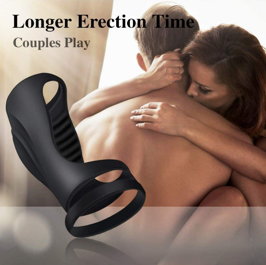 Silicone Penis Ring for Male Enhancement and Sperm Locking - Black
