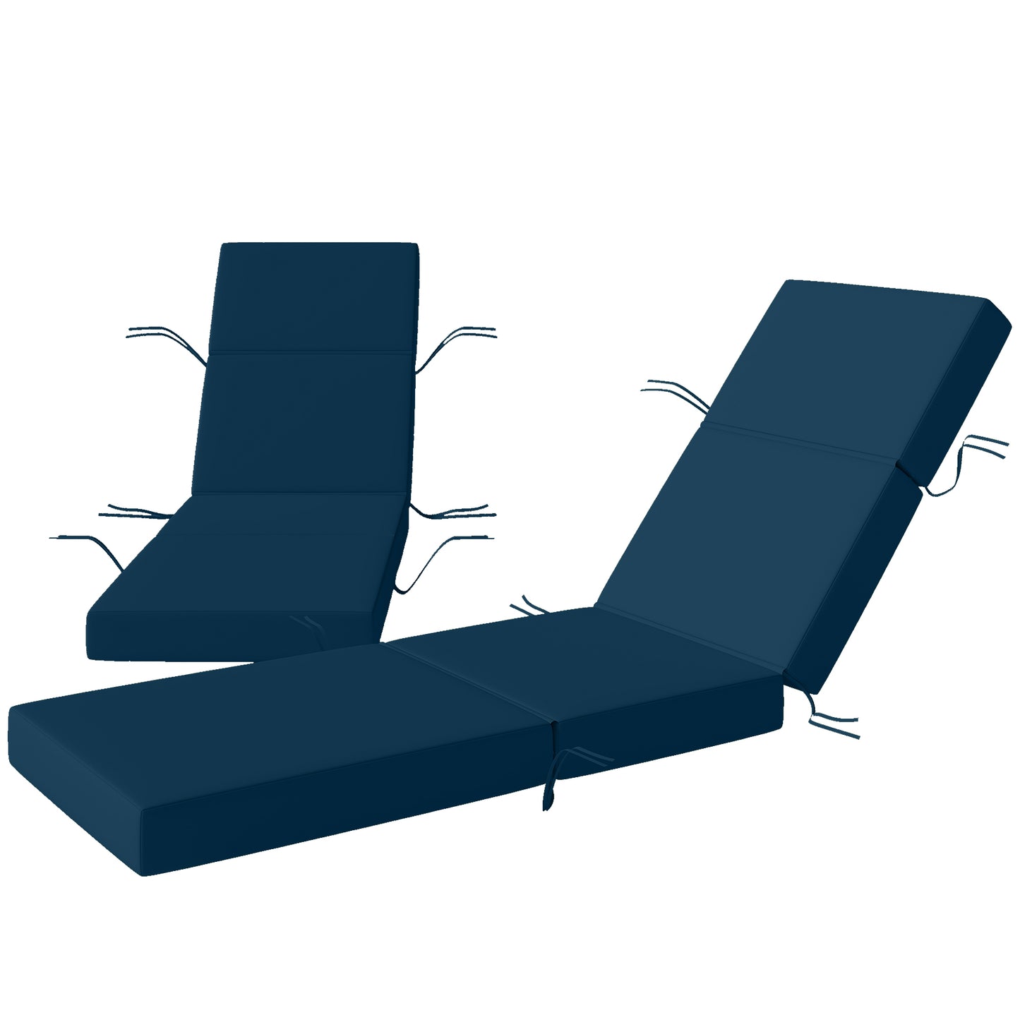 Outdoor Lounge Chair Cushions - Set of 2, 4" Thick, Navy Blue