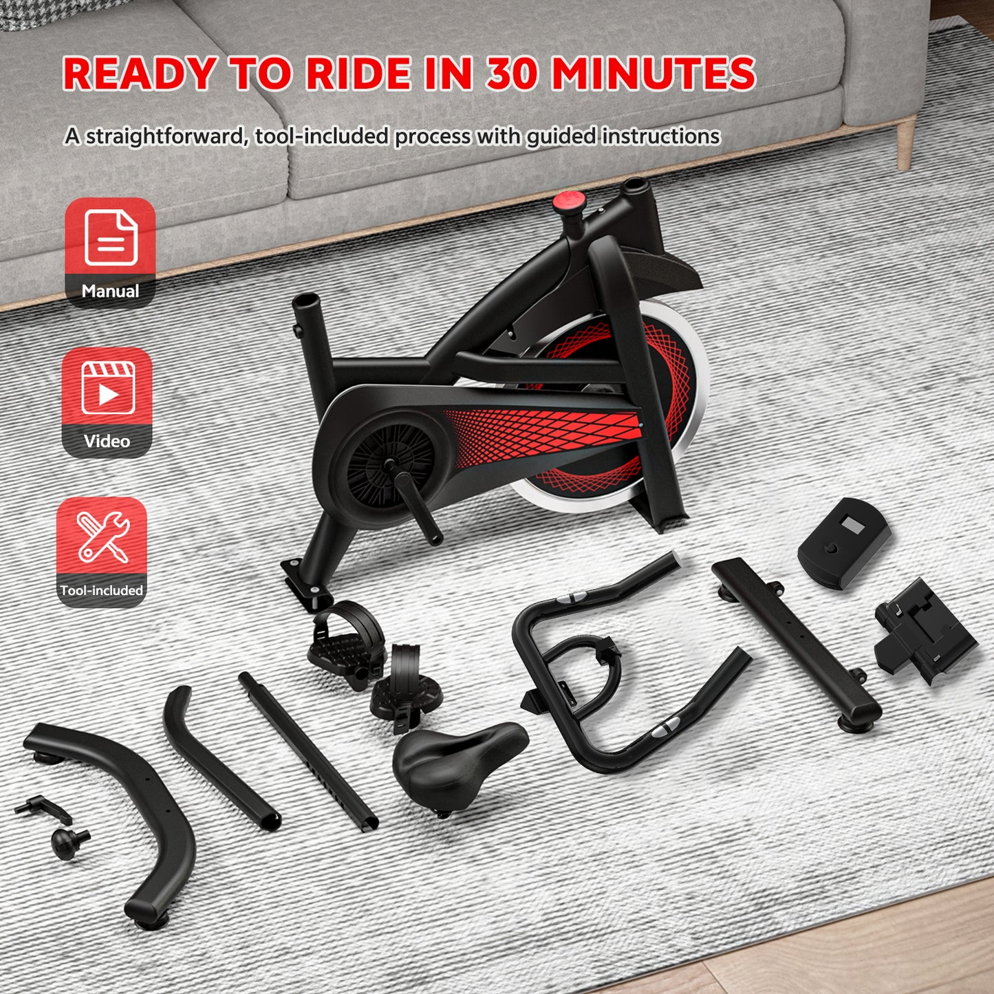 Adjustable Magnetic Resistance Exercise Bike with Tablet Mount
