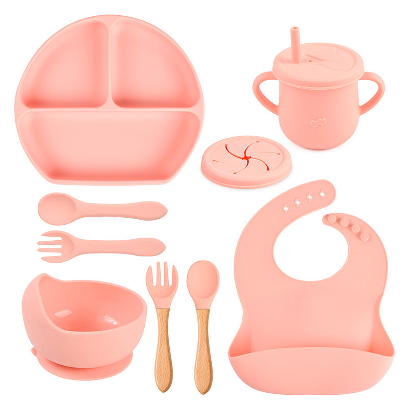 Silicone Solid Color Baby Tableware Set - Child Safe Dinnerware Kit