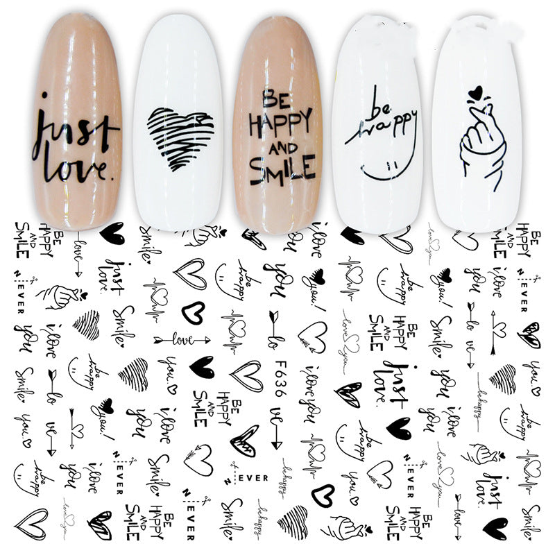 Summer Fruit Black and White Gold Silver Nail Stickers - Nail Art Decals
