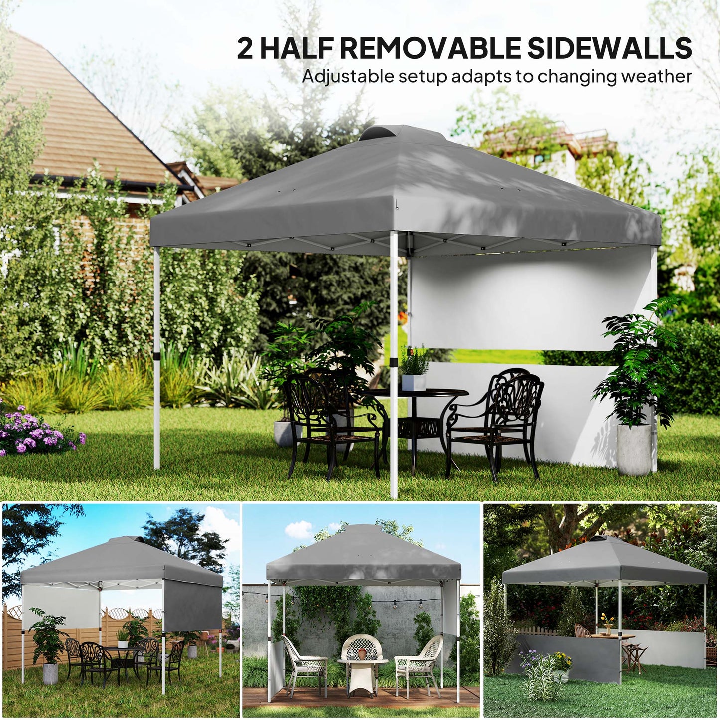 10x10 Pop Up Canopy Tent with UV50+ Sun Protection - Dark Gray