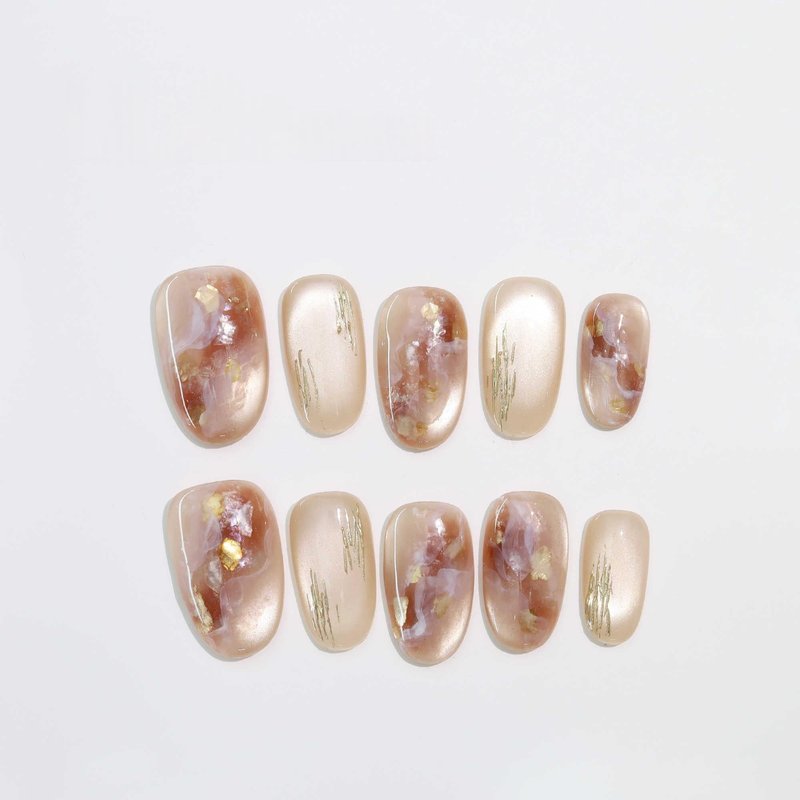 Short Ellipse Nail Art Kit - Gold Foil Design