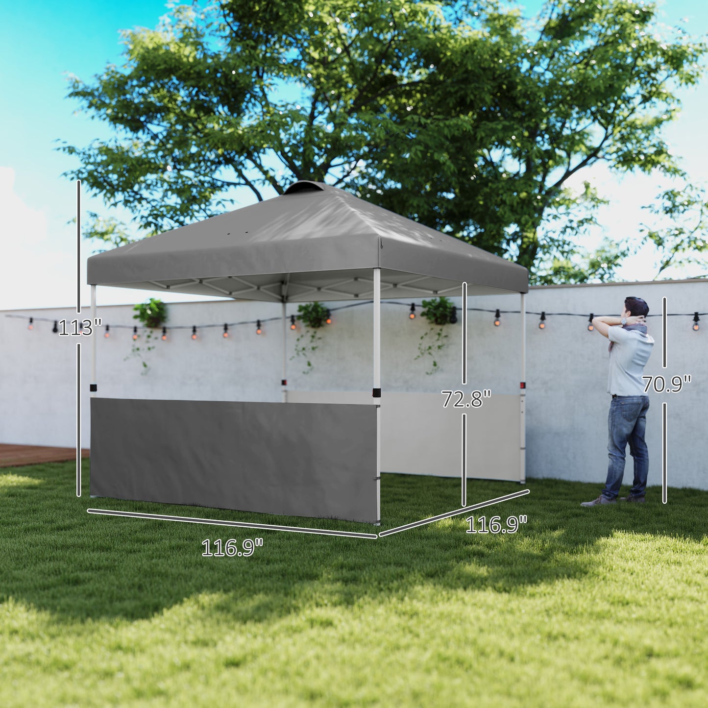 10x10 Pop Up Canopy Tent with UV50+ Sun Protection - Dark Gray