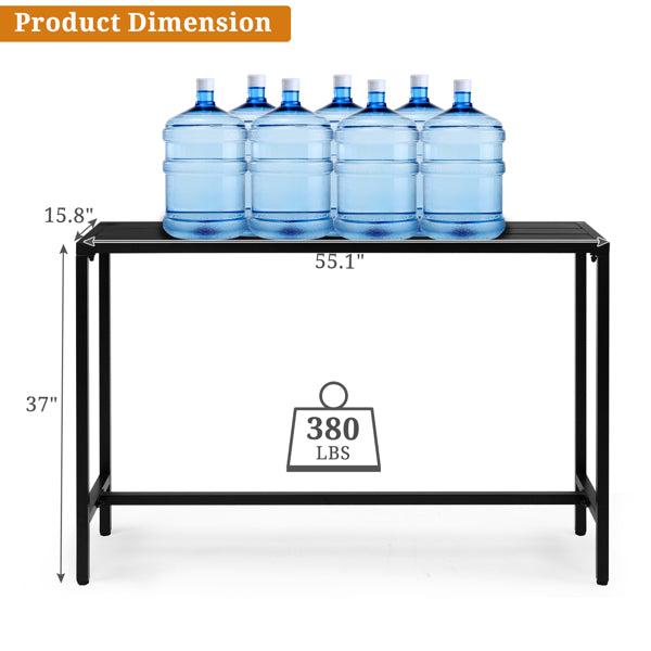 55 Inch Outdoor Bar Table with Adjustable Feet - Rectangle Narrow Counter Height Table for Patio Garden Balcony Black