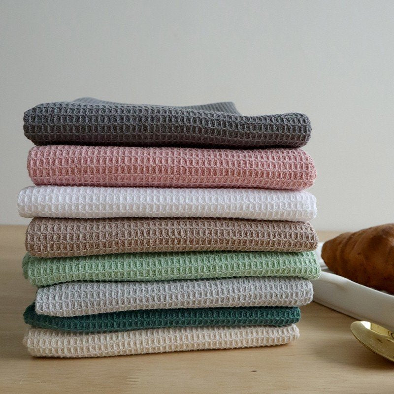 Cotton Rectangular Waffle Tea Towel - Nordic Style Kitchen Linen