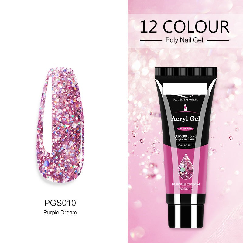 Women's Crystal Nail Polish Extender - Glitter & Capacity Variants 15ML