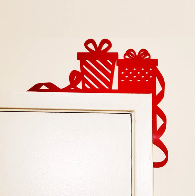 Christmas Door Frame Decoration Set - Holiday Seasonal Wall Decor with Wooden Figures