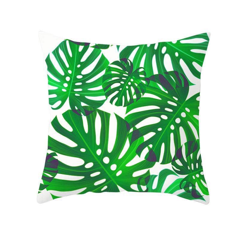 Green Plant Tassel Sofa Pillowcase - 45x45cm Plush Cushion Cover