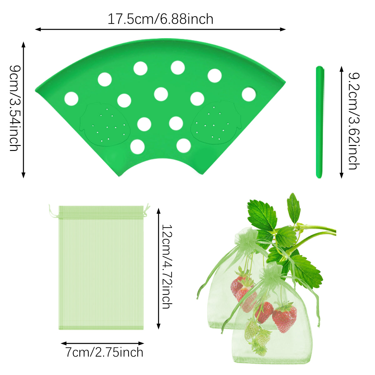 8Pcs Strawberry Planting Kit with 20 Insect-Proof Mesh Bags for Garden
