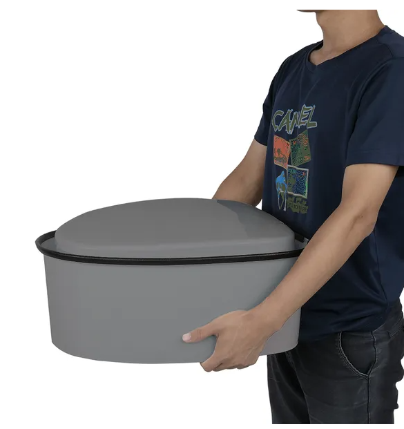 Portable Toilet with Non-Slip Mat - Grey Outdoor Solution