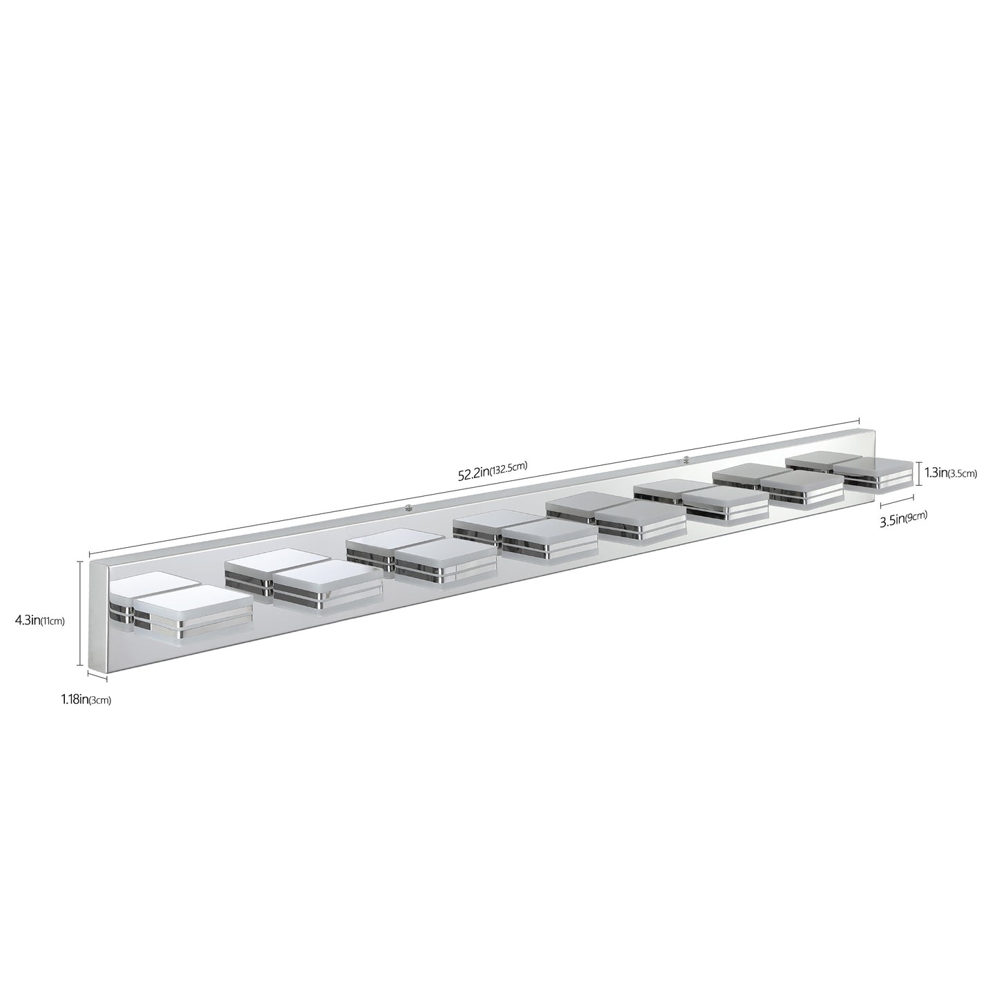Modern Chrome 8-Light LED Wall Mount Vanity Light Fixture