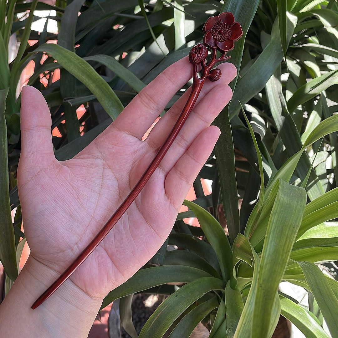 Ebony Antique Carved Hairpin